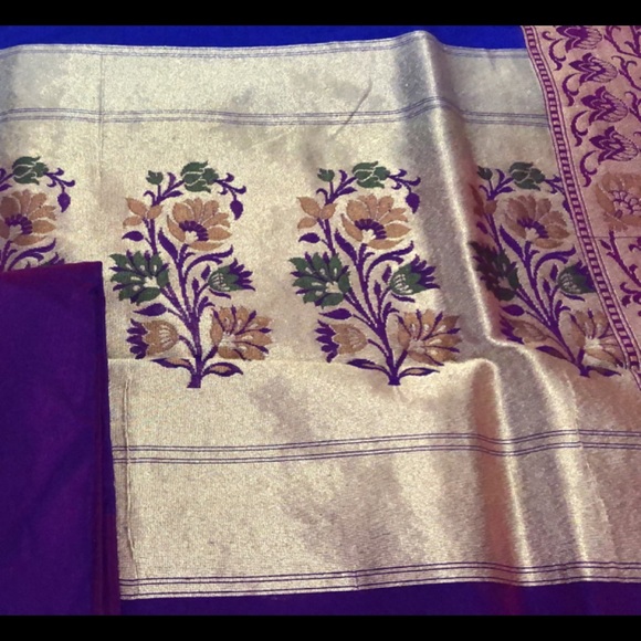 Saree Paithani border unique blend of violet-purple. [firm] - Picture 2 of 7